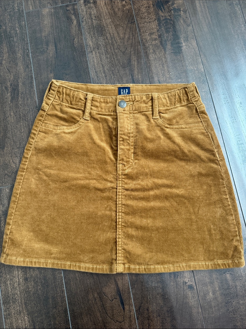 GAP Corduroy A-Line Skirt in Mustard Gold
